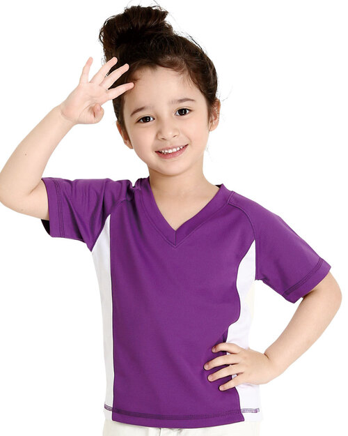 透氣排汗TV領短袖斜袖接片款童-紫色<span>THTK-BC01-60</span>示意圖