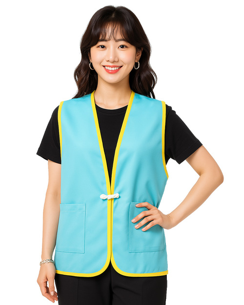 背心訂製｜琶芭釦貼袋｜蒂芬妮綠滾黃｜<span>VCAN-B-05</span>示意圖