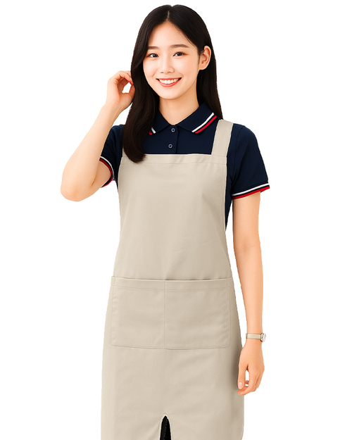 圍裙日型開叉款｜雙大口袋卡其色｜<span>APCAN-A-00080</span>示意圖