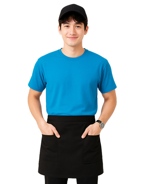 飲料店圍裙/半截圍裙/訂製圍裙-黑+口袋｜<span>APCAN-B-00005</span>示意圖