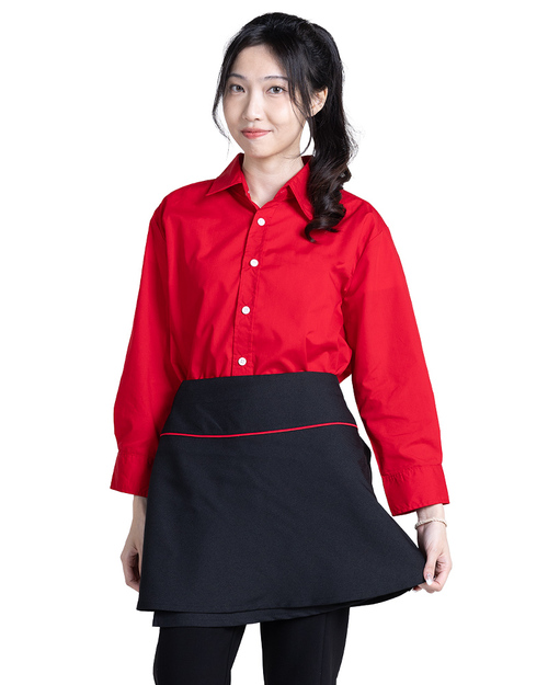 半截圍裙 服務生圍裙訂製圍裙-黑出芽紅 <span>APCAN-B-00063</span>示意圖