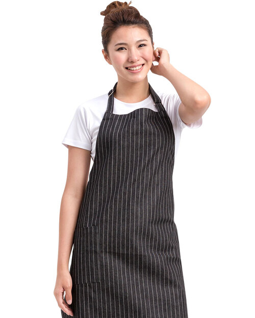 餐廳圍裙/井式圍裙/訂製圍裙-黑白細條紋<span>APCAN-C-00048</span>示意圖