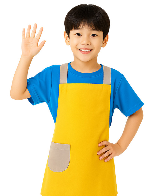 兒童繞頸圍裙-黃配卡其｜<span>APCANC-C-00067</span>示意圖
