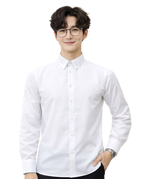 男款商務長袖襯衫｜白色｜訂製制服｜ <span>SCANB-605-1B-0001</span>示意圖