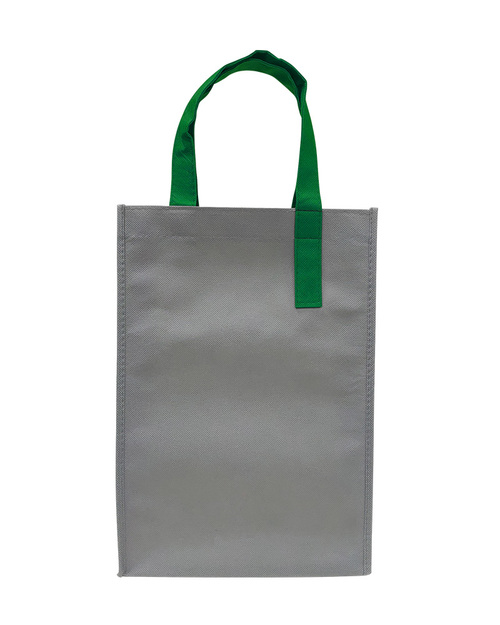 環保袋 不織布 立體袋 訂製 灰配綠<span>BAG-TT-C09</span>示意圖