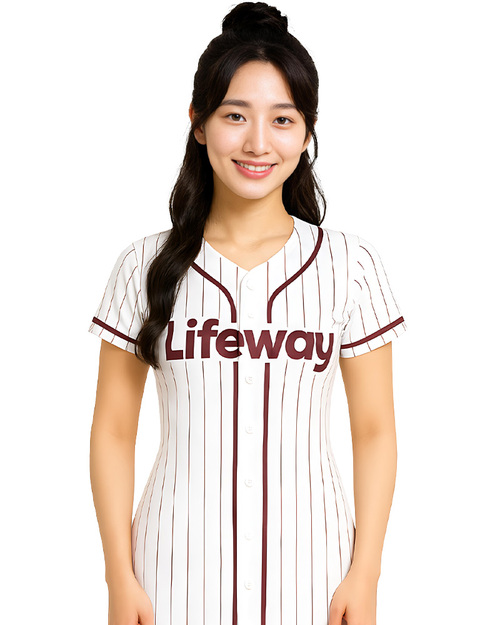 棒球衣女連身賽事隊服 訂製款 白配暗紅 <span>baseball-GLS-02</span>示意圖