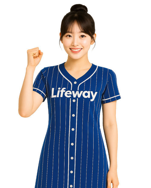 棒球服女長版啦啦隊服 訂製款 寶藍配白 <span>baseball-GLS-03a</span>示意圖