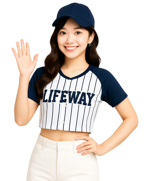 棒球衣女半截賽事隊服 訂製款 丈青 <span>baseball-GLS2-02a</span>示意圖