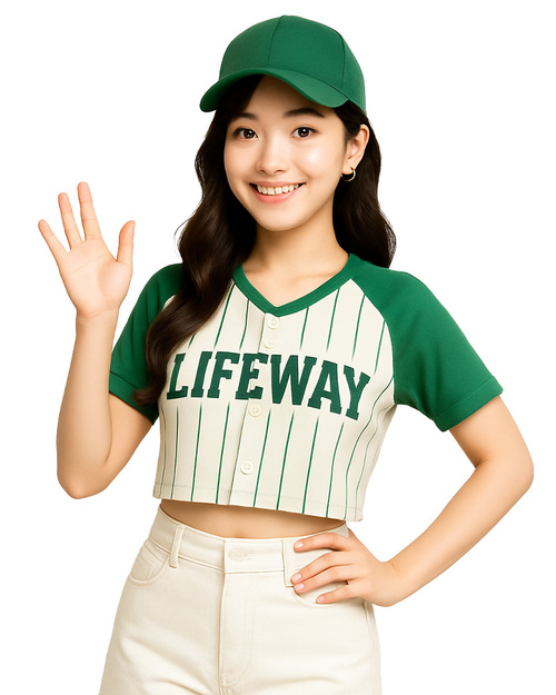 棒球衣女半截賽事隊服 訂製款 綠 <span>baseball-GLS2-02b</span>示意圖