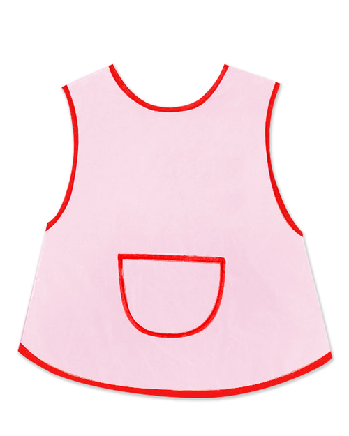 幼兒園圍兜 無袖 訂製款 粉紅底紅邊<span>BIC-00-08</span>示意圖