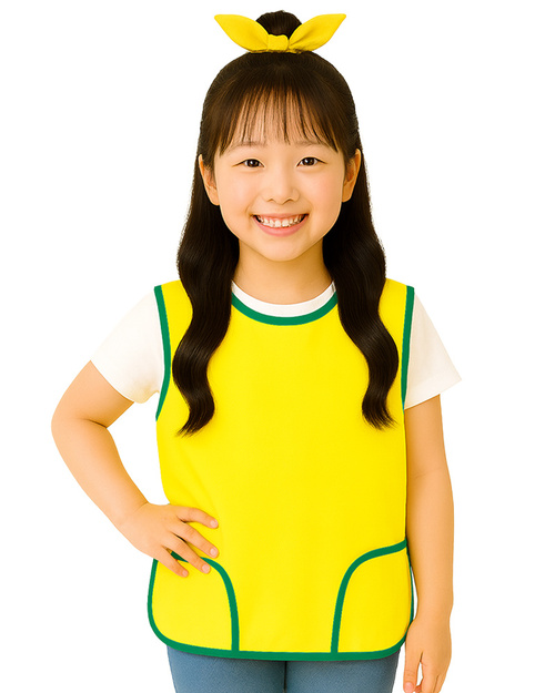 幼兒園圍兜 無袖 訂製款 黃滾綠<span>BIC-03-12</span>示意圖