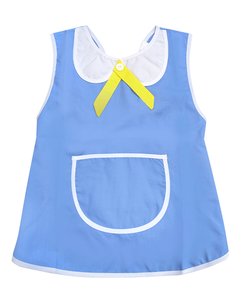 幼兒園圍兜 無袖 訂製款 裝飾領款 水藍<span>BIC-00-27</span>示意圖