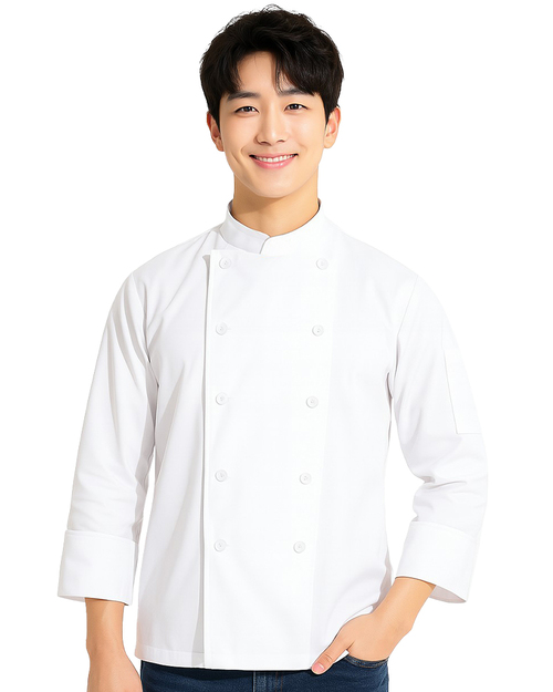 廚師服 雙排釦 九分袖 白 <span>CCW-CAN-BB-09</span>示意圖