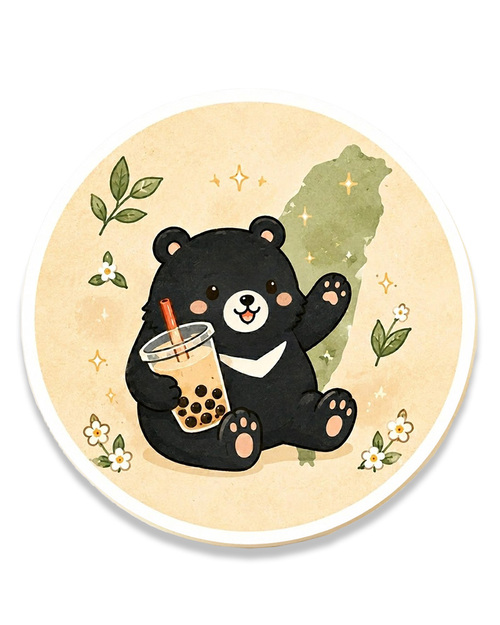 台灣特色文創杯墊｜黑熊珍奶紀念款<span>COA-02</span>示意圖