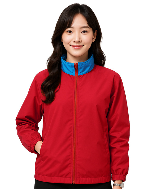立領防風外套 刷毛內裡 訂製款-紅配翠藍<span>COAT-B-09</span>示意圖
