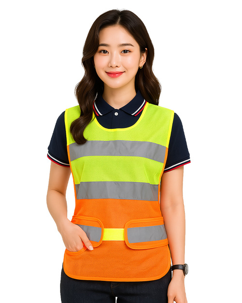 反光背心-螢光黃配橘 <span>COL.72-H</span>示意圖