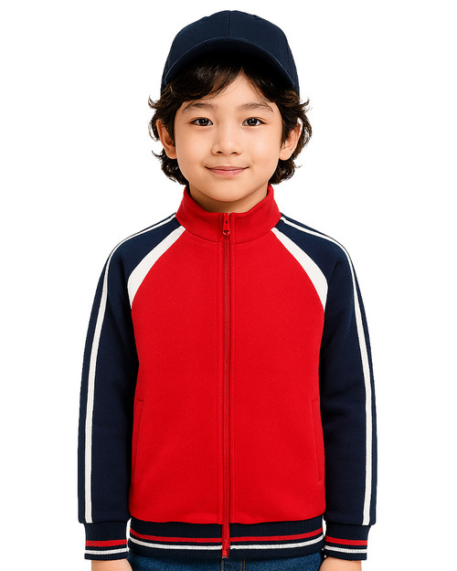 幼兒園運動服/幼兒園制服-紅配丈青白<span>KINDER-W-A03</span>示意圖