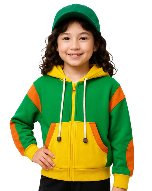 幼兒園運動服/幼兒園制服-綠配黃橘<span>KINDER-W-A06</span>示意圖