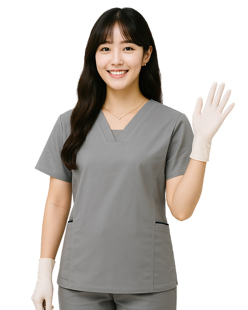 V領檔片 剪接斜口袋手術服-灰色<span>DOCA-A03-02a</span>示意圖