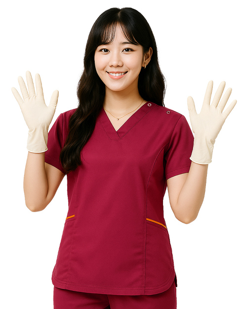 V領接片斜口袋手術服-肩開釦款-酒紅<span>DOCA-A03-01a</span>示意圖