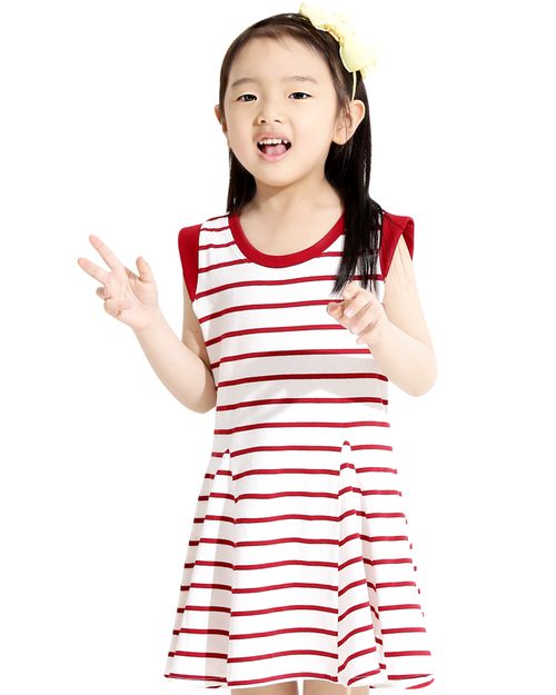無袖 洋裝 訂製 白底紅條 童<span>DRCANK-A00-00423</span>示意圖