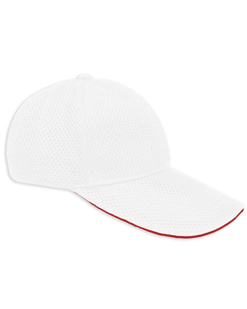 六片帽訂製/太空網布-白夾紅<span>HAR-B-04</span>示意圖