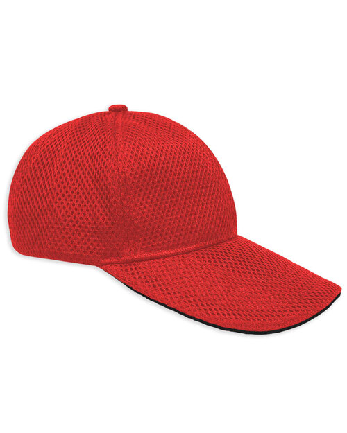 六片帽訂製/太空網布-紅夾黑<span>HAR-B-05</span>示意圖