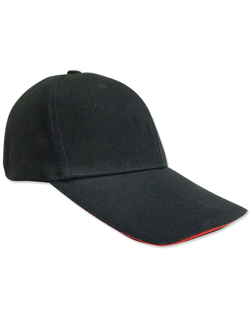 磨毛六片帽銅釦現貨-黑夾紅<span>HBH-A-01</span>示意圖