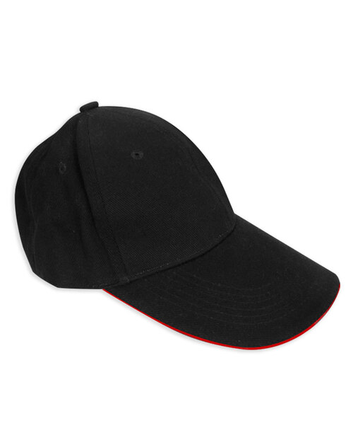 六片磨毛帽訂製款-黑夾紅<span>HBH-B-08</span>示意圖
