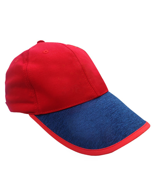 六片帽 棉斜紋-拚色訂製款-紅配雪花丈青<span>HBH-B-14</span>示意圖