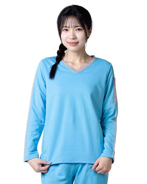 健檢服 女版-水藍配灰 <span>HELTH-W-A05</span>示意圖