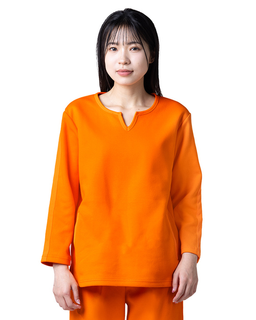 健檢服 女版 貼條+滾領 橘色 <span>HELTH-W-A09</span>示意圖