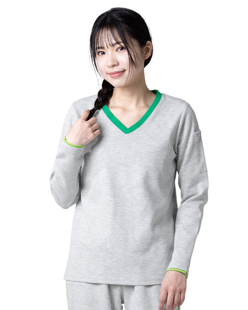 健檢服 女版 麻灰配綠 <span>HELTH-W-A10</span>示意圖