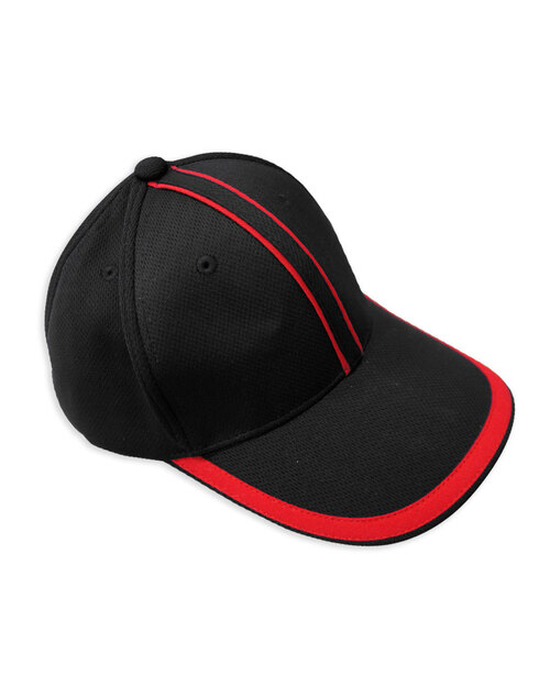 六片帽訂製/排汗迪克帽-黑配紅<span>HHC-B-03</span>示意圖