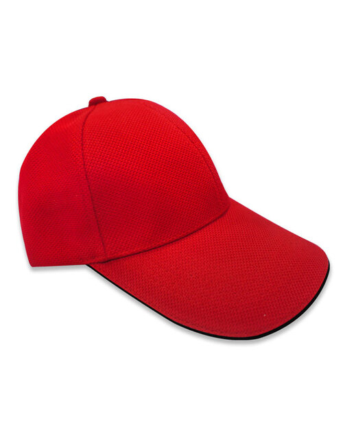 六片交織網帽銅釦現貨-紅色夾黑<span>HIN-A-04</span>示意圖