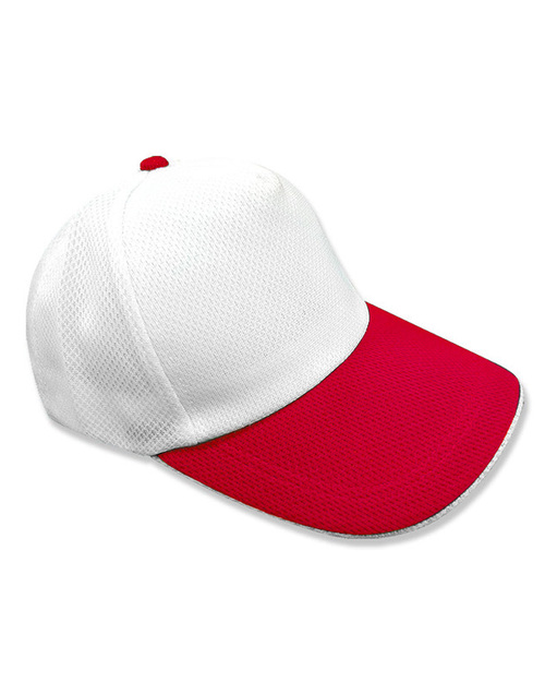 五片交織網帽日型釦現貨-白/紅<span>HIN-A-05</span>示意圖