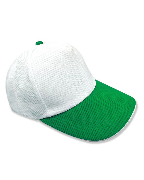 五片交織網帽日型釦現貨-白/綠<span>HIN-A-06</span>示意圖