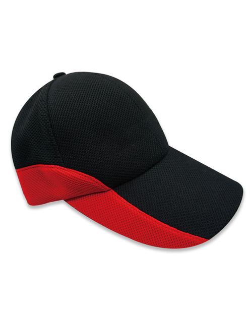 六片帽訂製/流線造型款-黑配紅<span>HIN-B-07</span>示意圖