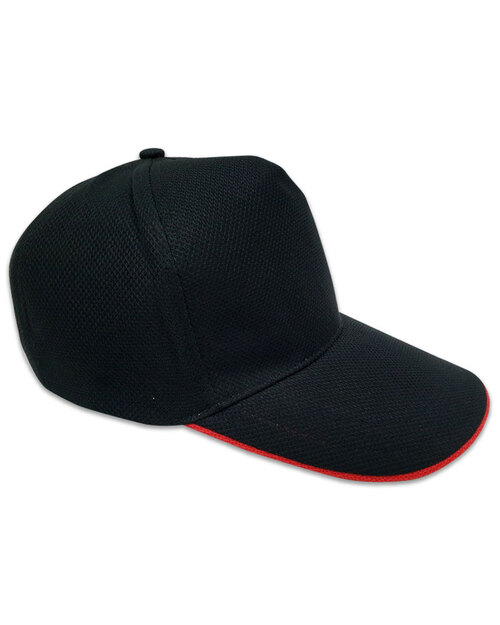 五片交織網帽訂製-黑配紅<span>HIN-B-15</span>示意圖