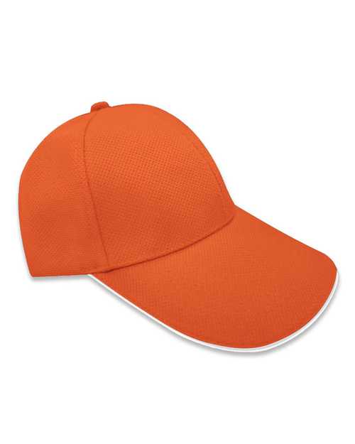 六片帽訂製/交織網布-橘夾白<span>HIN-B-23</span>示意圖