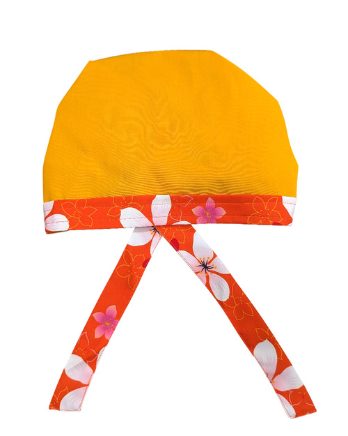 頭巾帽 桔黃底桔花邊款<span>HSF-B10</span>示意圖