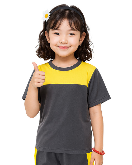 夏季幼兒園-T恤訂製-深灰配黃 <span>KINDER-S-B06</span>示意圖