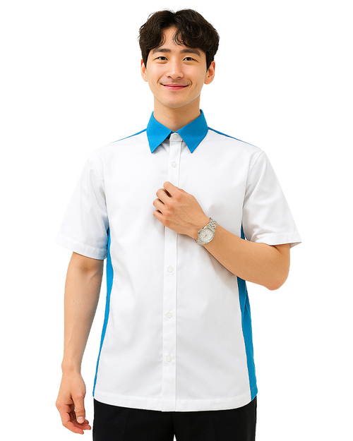 工作經理服 訂製款｜短袖 白配藍｜<span>MAG-A19</span>示意圖
