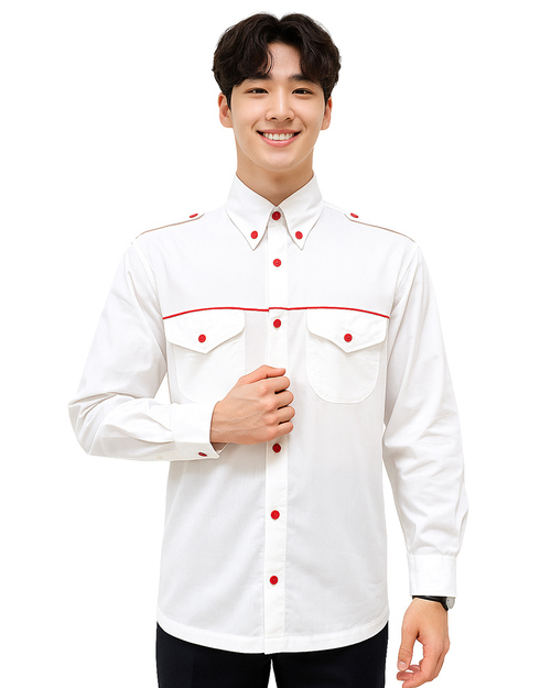 工作經理服｜長袖 訂製款 白配紅｜<span>MAG-B02</span>示意圖