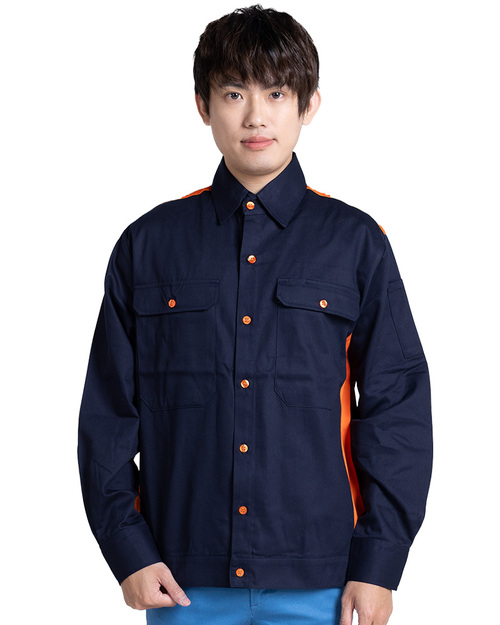 經理服 長袖 訂製款 丈青配橘<span>MAG-B03</span>示意圖