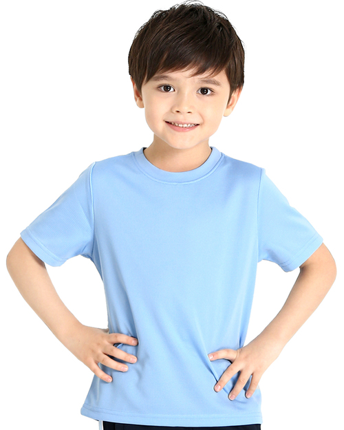 團體服樣式精選<br>透氣排汗T圓領短袖童款-水藍<span>THTK-A01-50-Style</span>示意圖