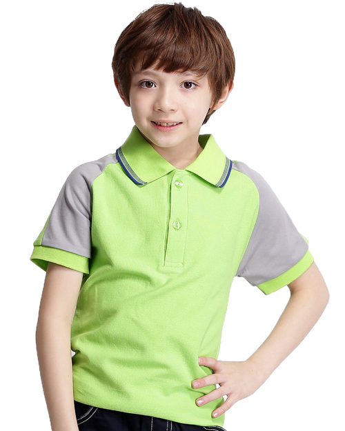 團體服樣式精選<br>POLO衫 訂製款 童版 螢光綠/灰/領配條 <span>PCANK-P01-00363-Style</span>示意圖