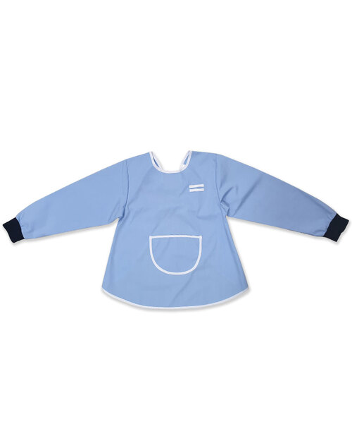 團體服樣式精選<br>幼兒園圍兜 長袖 訂製款 水藍<span>BIC-02-06-Style</span>示意圖