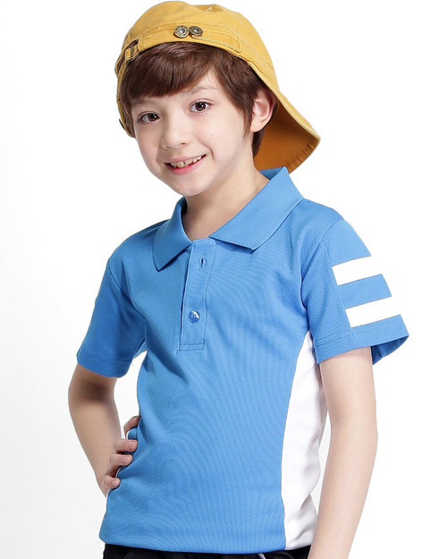 排汗POLO衫 短袖 雙面排汗 童 雙線款翠藍白<span>PHCK-PE01-241</span>示意圖