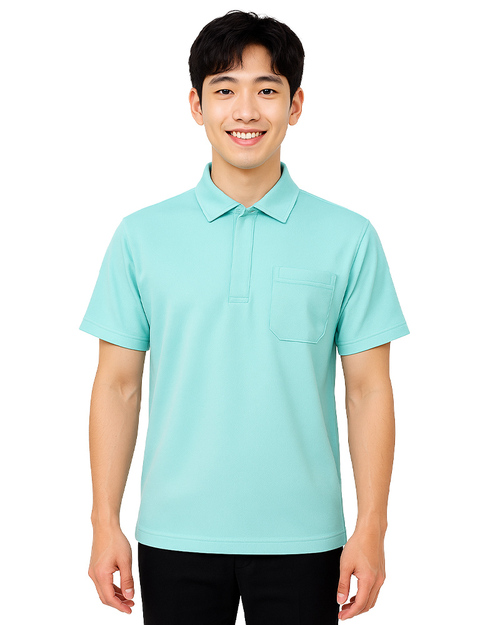 POLO衫訂製短袖｜門襟隱藏釦加後貼｜蒂芬妮綠｜<span>PCANB-B05-00001</span>示意圖